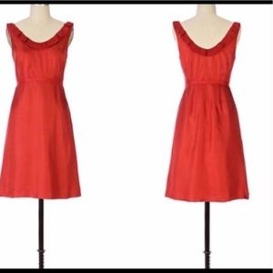 Anthropologie Moulinette Sœurs red silk dress